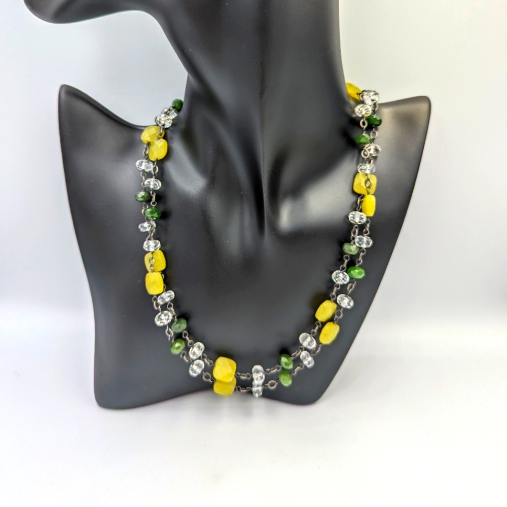35" Long Necklace Silpada Sterling Silver Olive Green Nephrite Crystal Retired
